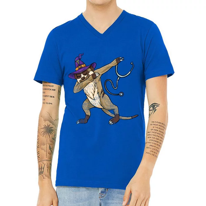 Dabbing Witch Meerkat Nurse Vintage Gift V-Neck T-Shirt