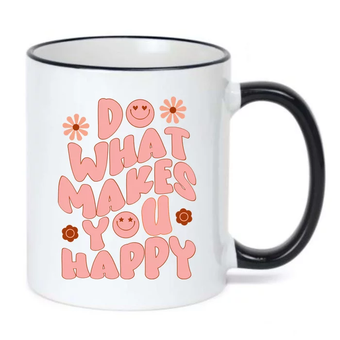 Do What Makes You Happy Hippie Retro Smile Black Color Changing Mug