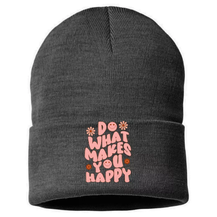 Do What Makes You Happy Hippie Retro Smile Sustainable Knit Beanie