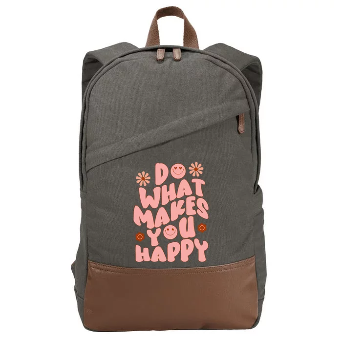 Do What Makes You Happy Hippie Retro Smile Cotton Canvas Backpack