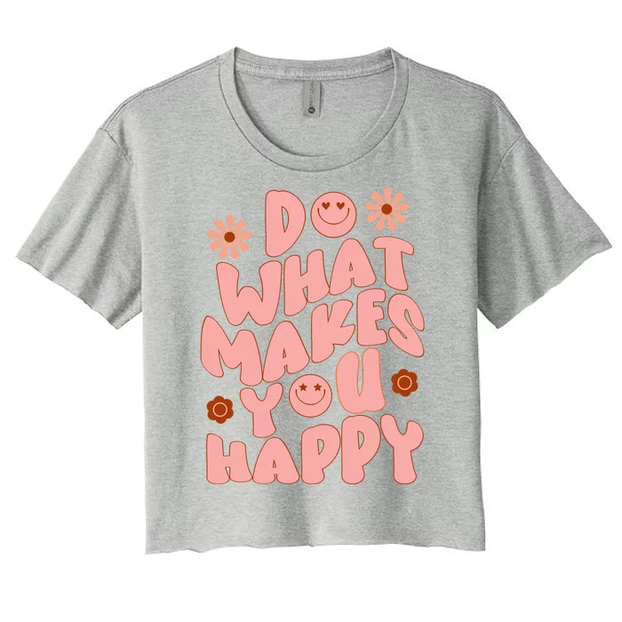 Do What Makes You Happy Hippie Retro Smile Women's Crop Top Tee