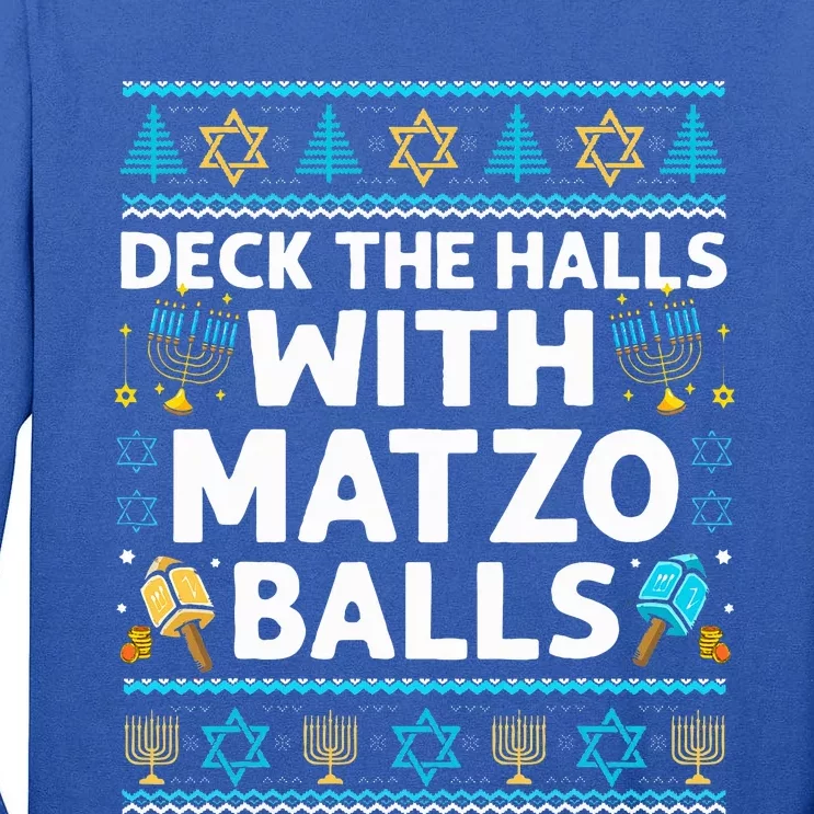 Deck Walls Matzo Balls Ugly Hanukkah Chanukah Tall Long Sleeve T-Shirt