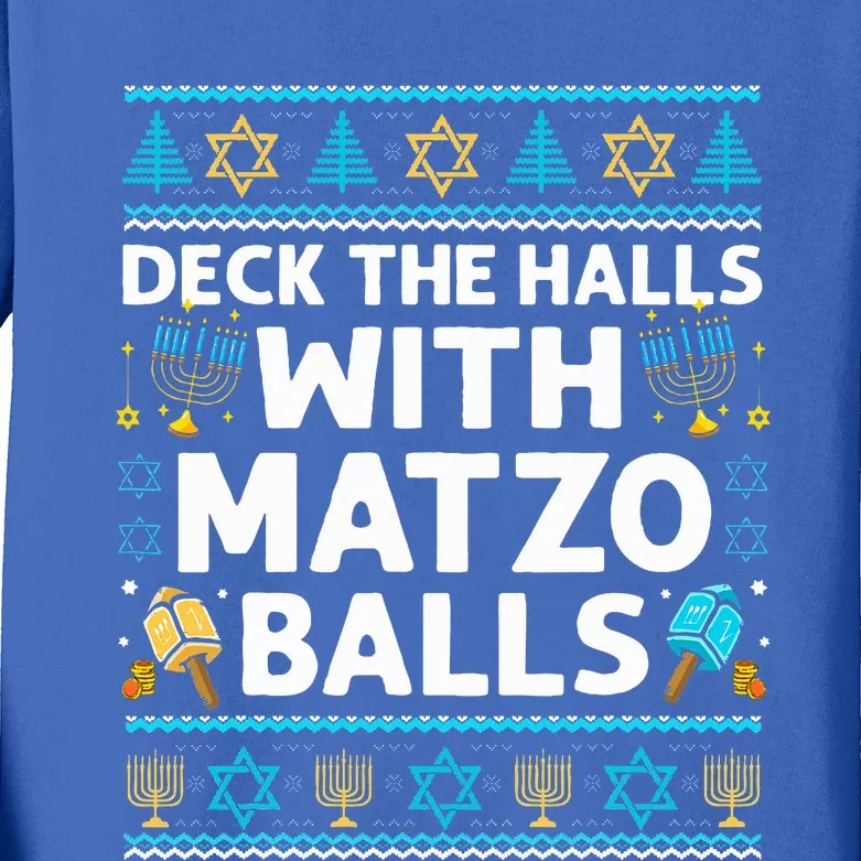 Deck Walls Matzo Balls Ugly Hanukkah Chanukah Kids Long Sleeve Shirt