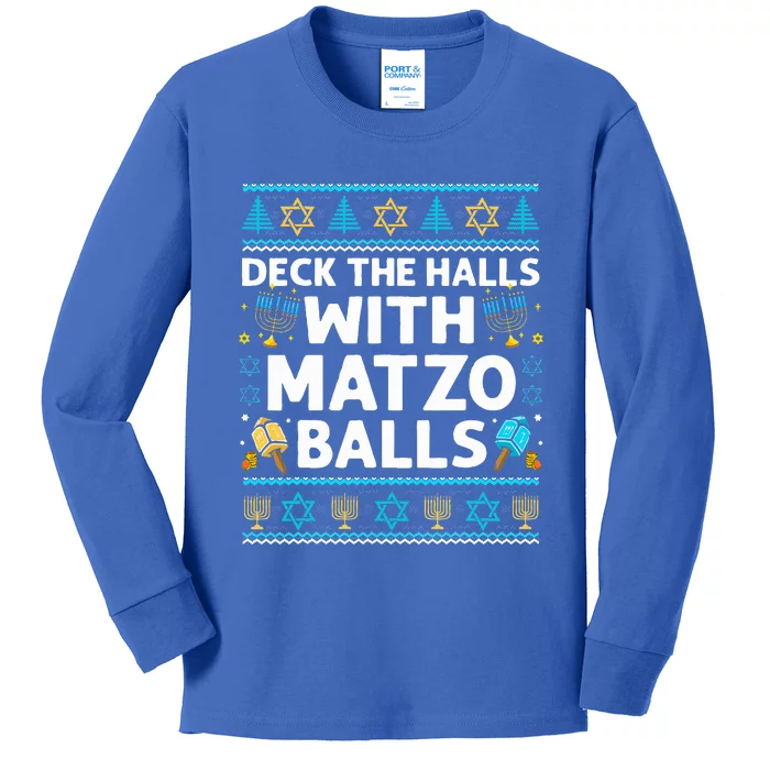 Deck Walls Matzo Balls Ugly Hanukkah Chanukah Kids Long Sleeve Shirt