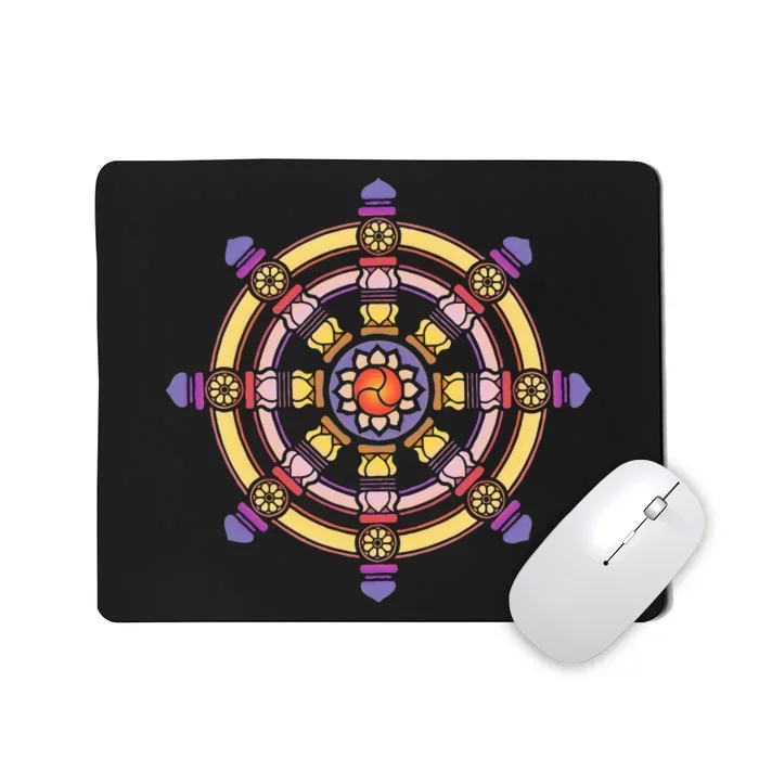 Dharma Wheel Meditation Lotus Chakra Yoga Dharmachakra Karma Mousepad