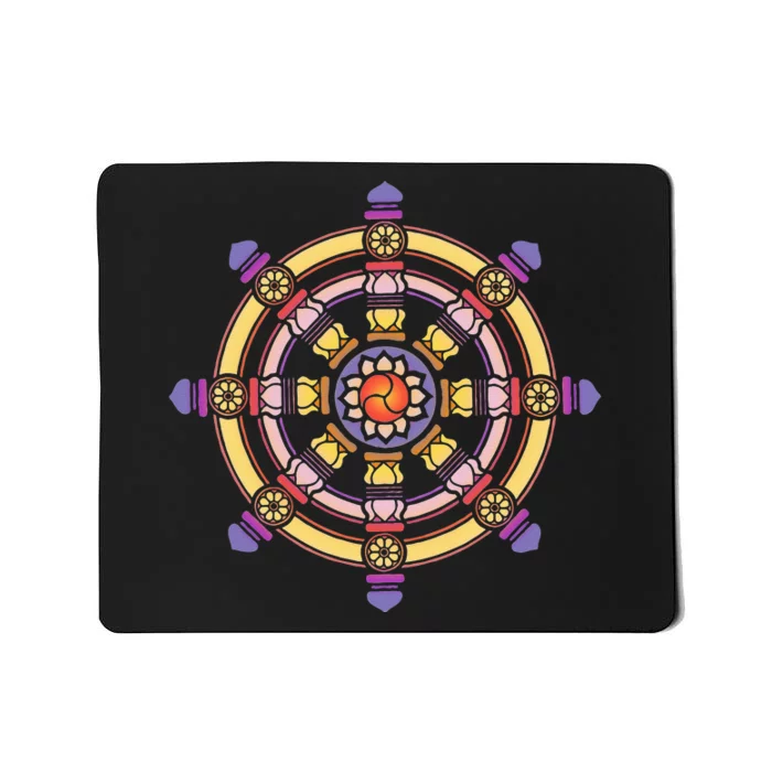 Dharma Wheel Meditation Lotus Chakra Yoga Dharmachakra Karma Mousepad