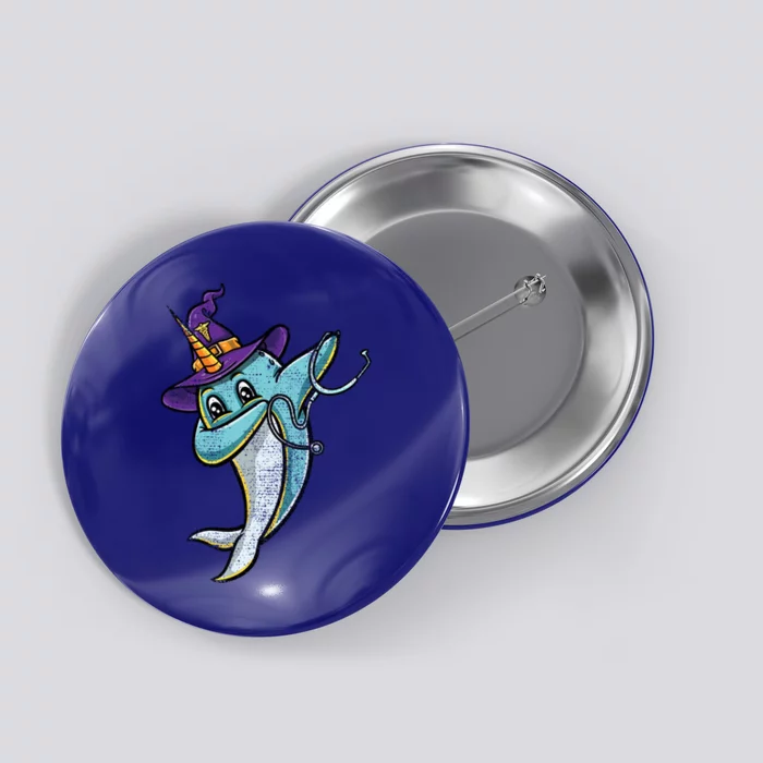 Dabbing Witch Narwhal Nurse Vintage Gift Button