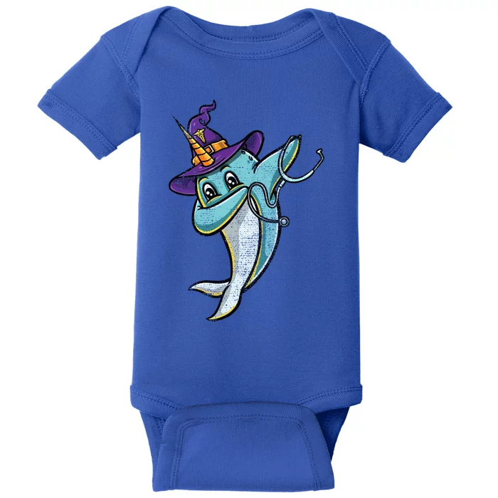 Dabbing Witch Narwhal Nurse Vintage Gift Baby Bodysuit