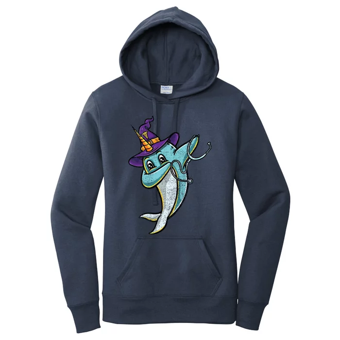 Dabbing Witch Narwhal Nurse Vintage Gift Women's Pullover Hoodie