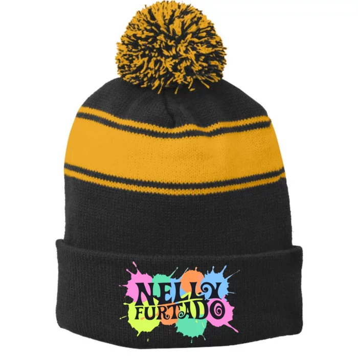 D.Rake Wearing Nelly Furtado Stripe Pom Pom Beanie