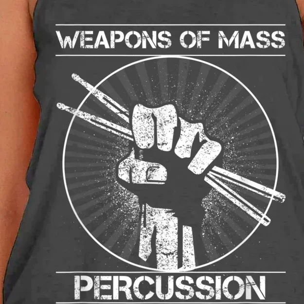 Drummers Weapons Of Mass Percussion Funny Drum Stick Women's Knotted Racerback Tank