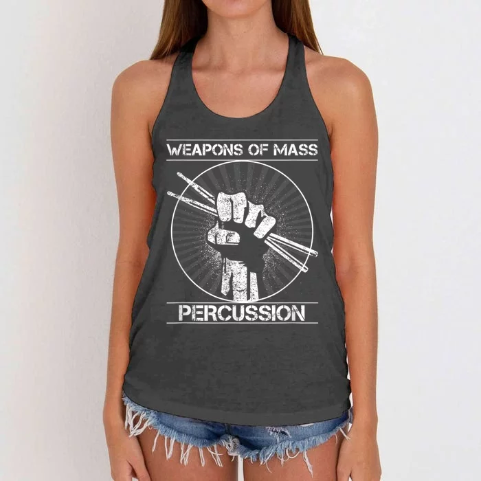 Drummers Weapons Of Mass Percussion Funny Drum Stick Women's Knotted Racerback Tank