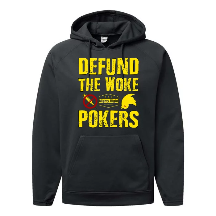 Defund Woke Pokers Performance Fleece Hoodie