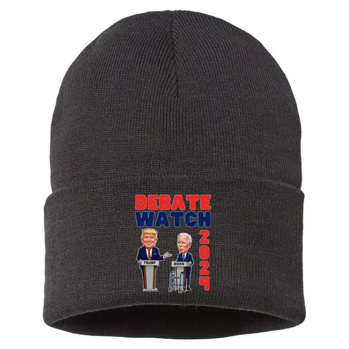 Debate Watch Party 2024 Trump Biden President Election Sustainable Knit Beanie