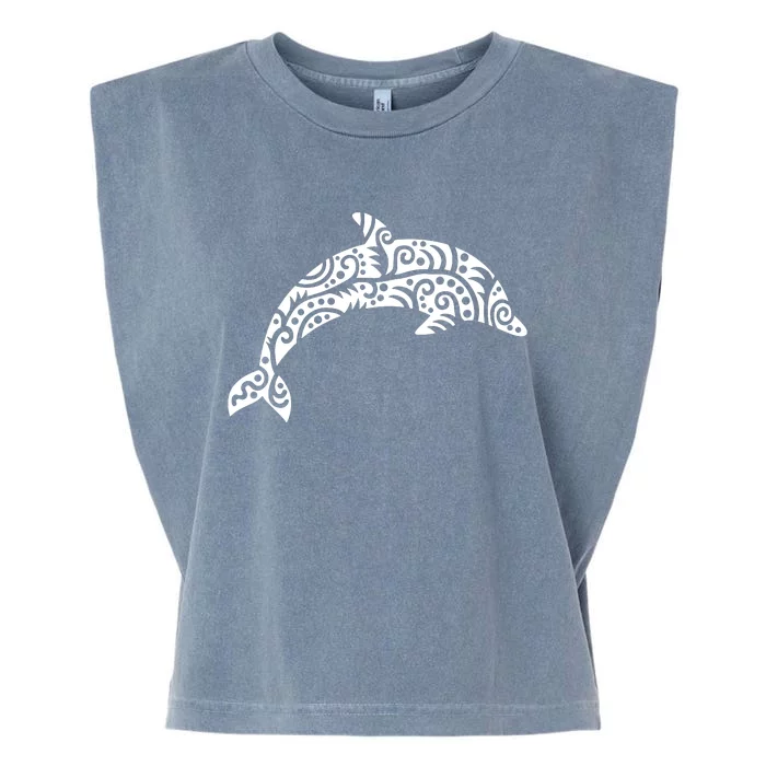 Dolphin With Pattern Garment-Dyed Women's Muscle Tee