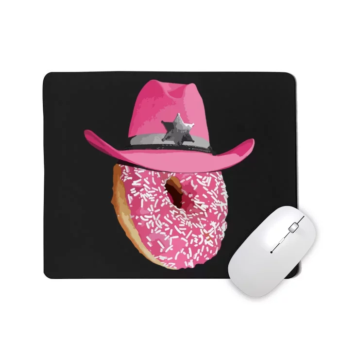 Donut Wearing Pink Cowboy Cowgirl Hat Mousepad