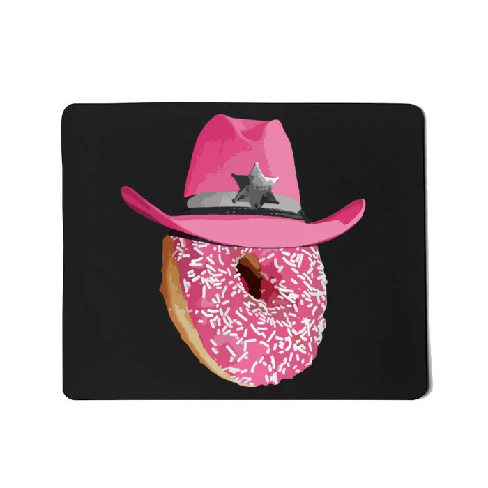 Donut Wearing Pink Cowboy Cowgirl Hat Mousepad