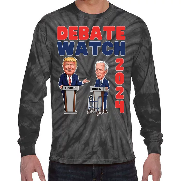 Debate Watch Party 2024 Trump Biden President Election Tie-Dye Long Sleeve Shirt