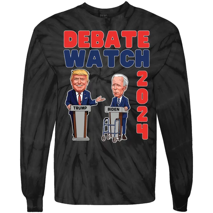 Debate Watch Party 2024 Trump Biden President Election Tie-Dye Long Sleeve Shirt