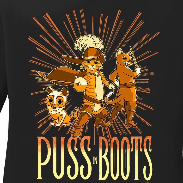 Dream Works Puss In Boots The Last Wish Cat Ladies Long Sleeve Shirt