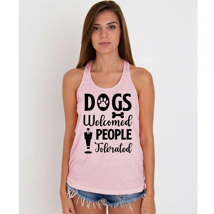 Dogs Welcomed People Tolerated Women's Knotted Racerback Tank