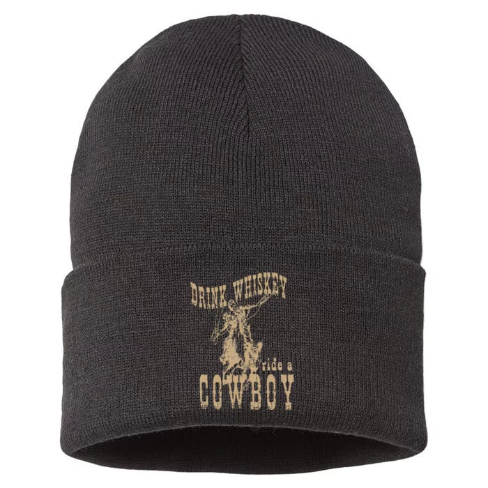 Drink Whiskey Ride a Cowboy Sustainable Knit Beanie