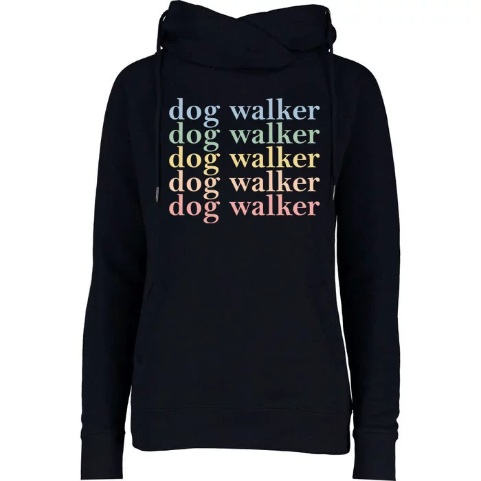 Dog Walker Retro Womens Funnel Neck Pullover Hood