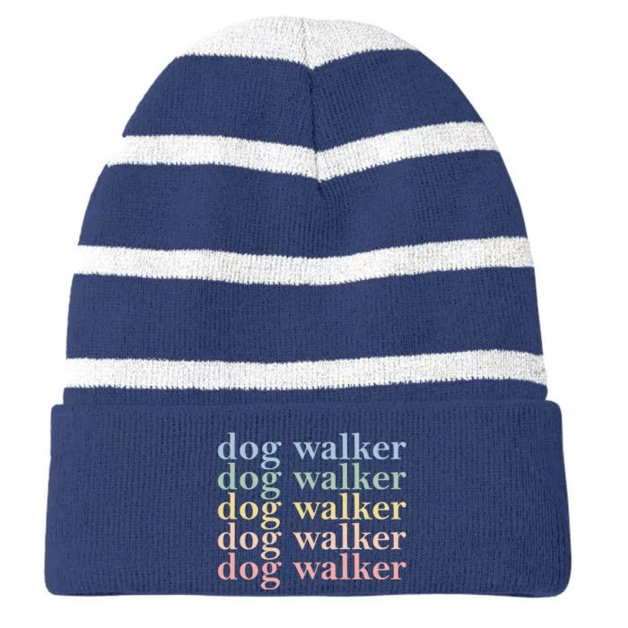 Dog Walker Retro Striped Beanie with Solid Band