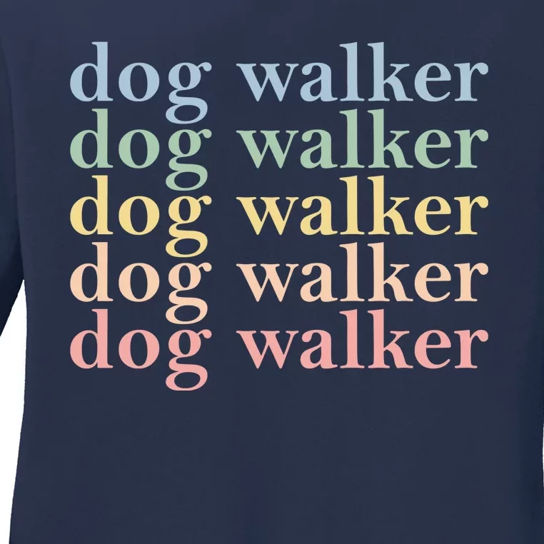 Dog Walker Retro Ladies Long Sleeve Shirt