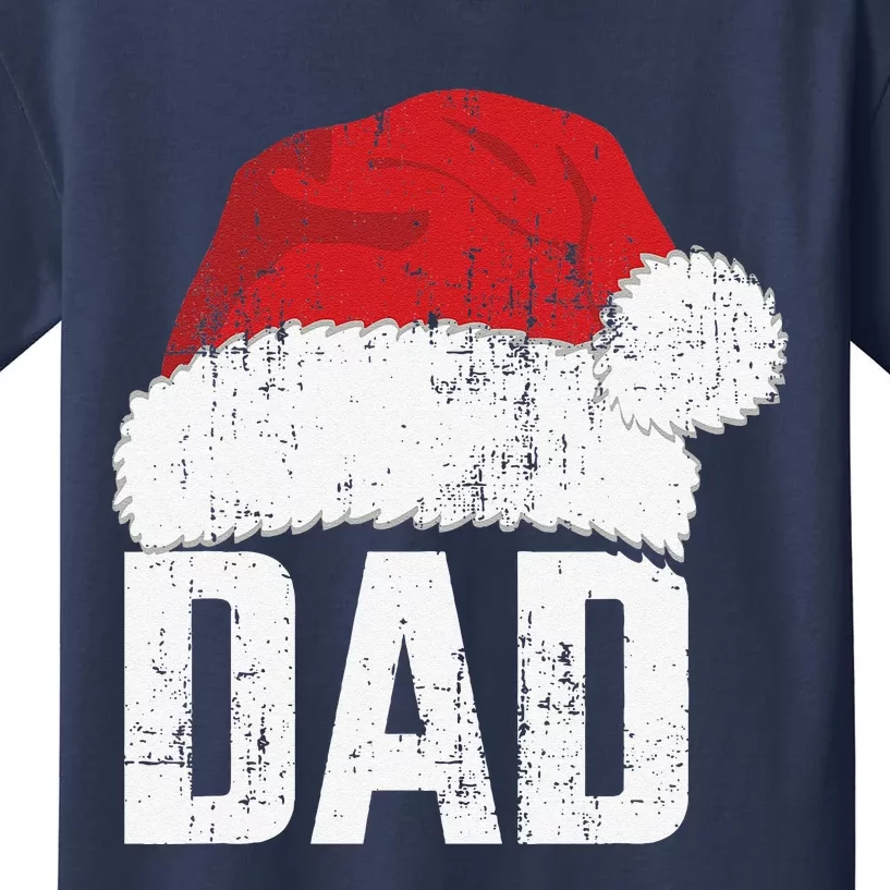 Dad With Santa Claus Hat Matching Family Christmas Pajama Kids T-Shirt