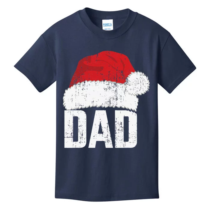 Dad With Santa Claus Hat Matching Family Christmas Pajama Kids T-Shirt