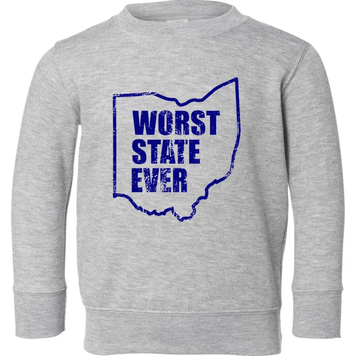 Distressed Worst State Ever Ohio Michigan Sports Fan Toddler Sweatshirt