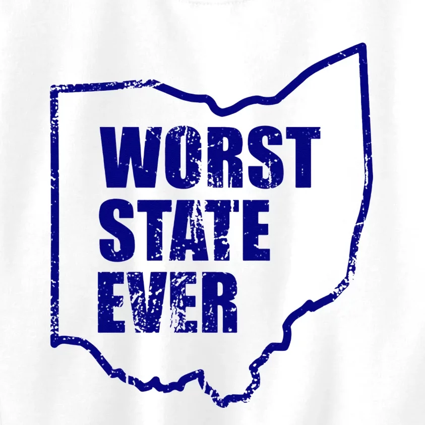 Distressed Worst State Ever Ohio Michigan Sports Fan Kids Sweatshirt