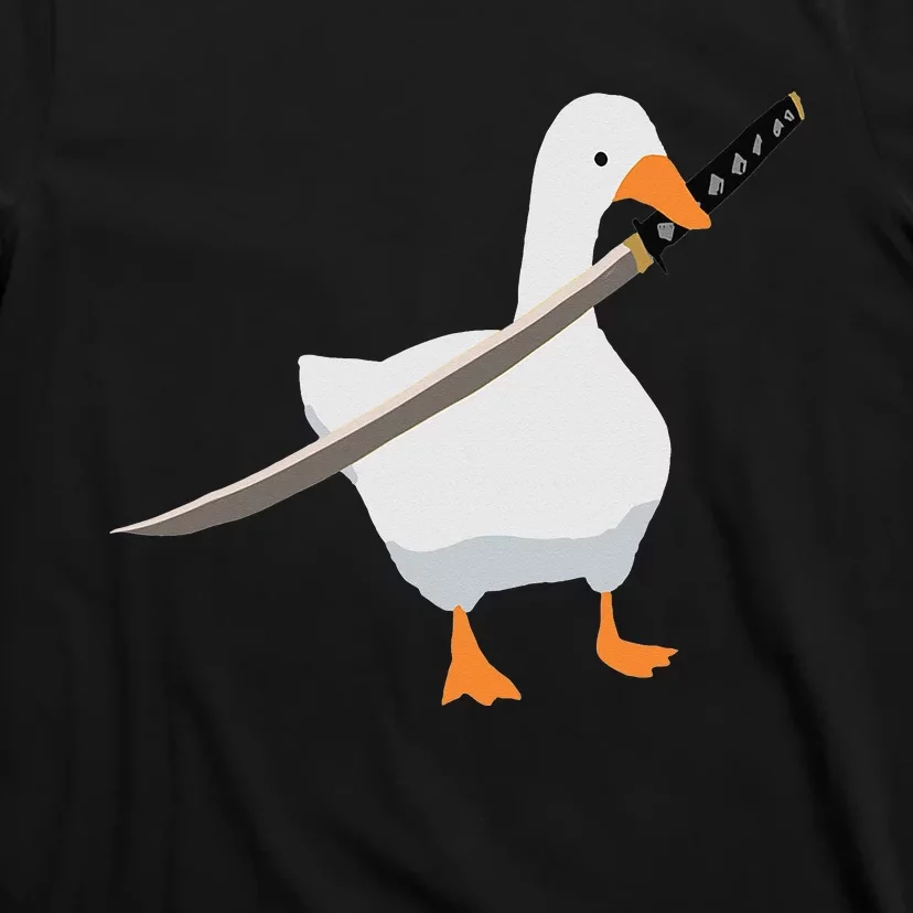 Duck with sword Duck wielding a Katana knife Goose T-Shirt