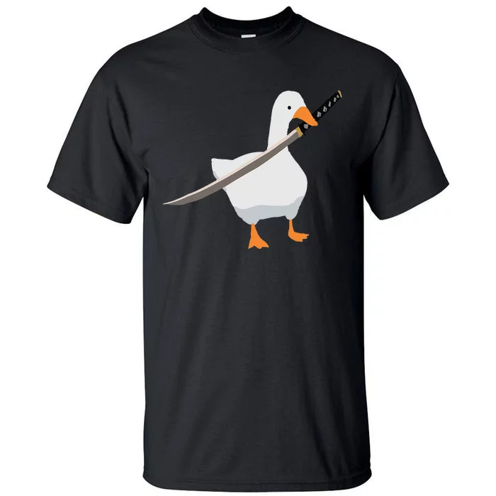 Duck with sword Duck wielding a Katana knife Goose Tall T-Shirt