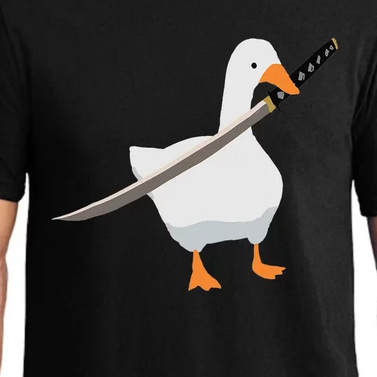 Duck with sword Duck wielding a Katana knife Goose Pajama Set