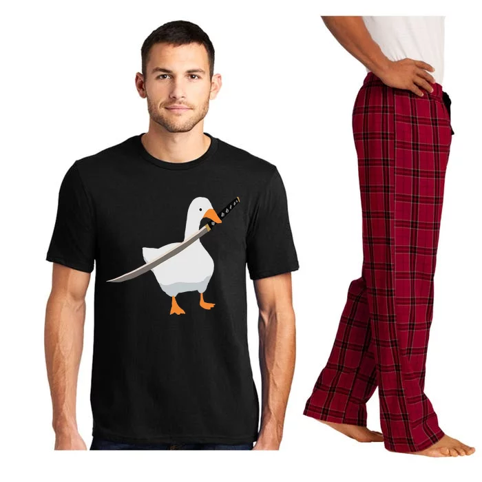 Duck with sword Duck wielding a Katana knife Goose Pajama Set