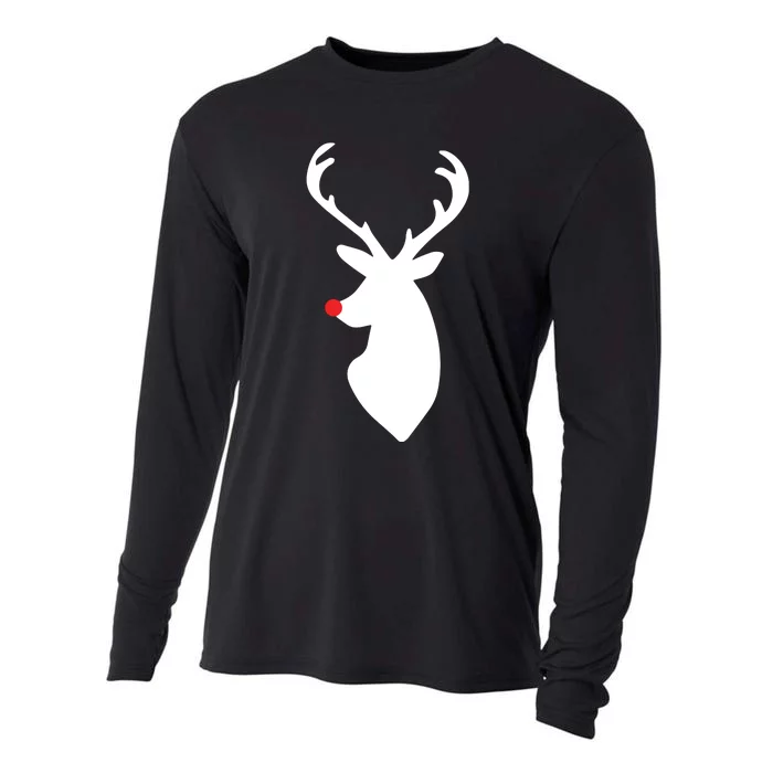 Deer With Santa Hat Christmas Hunting Cooling Performance Long Sleeve Crew