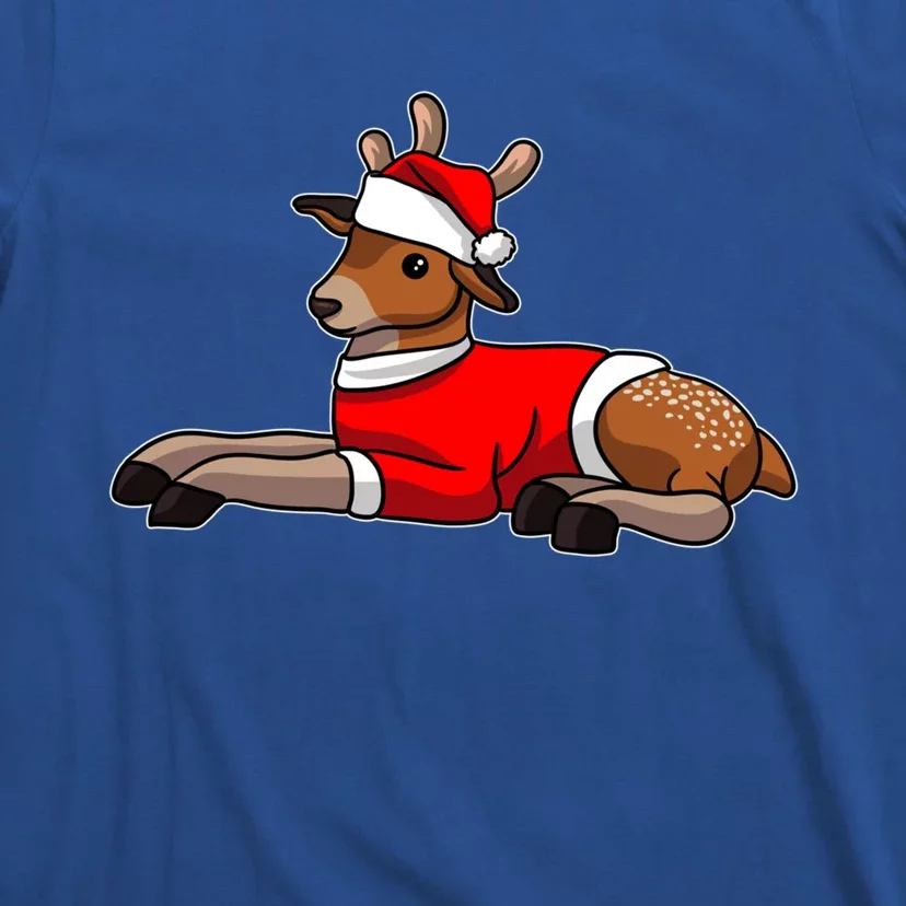 Deer Wearing Santa Hat And Sweater Christmas Gift T-Shirt