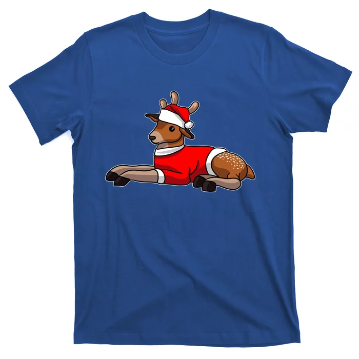 Deer Wearing Santa Hat And Sweater Christmas Gift T-Shirt