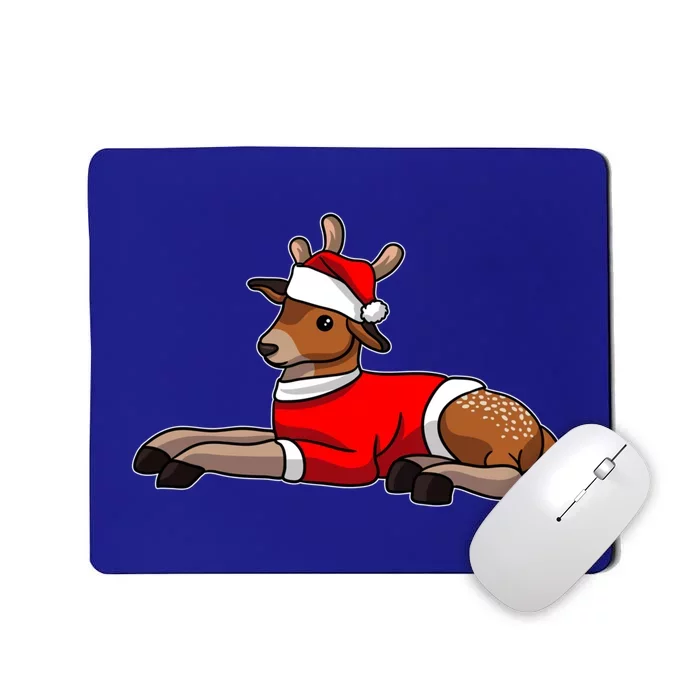 Deer Wearing Santa Hat And Sweater Christmas Gift Mousepad