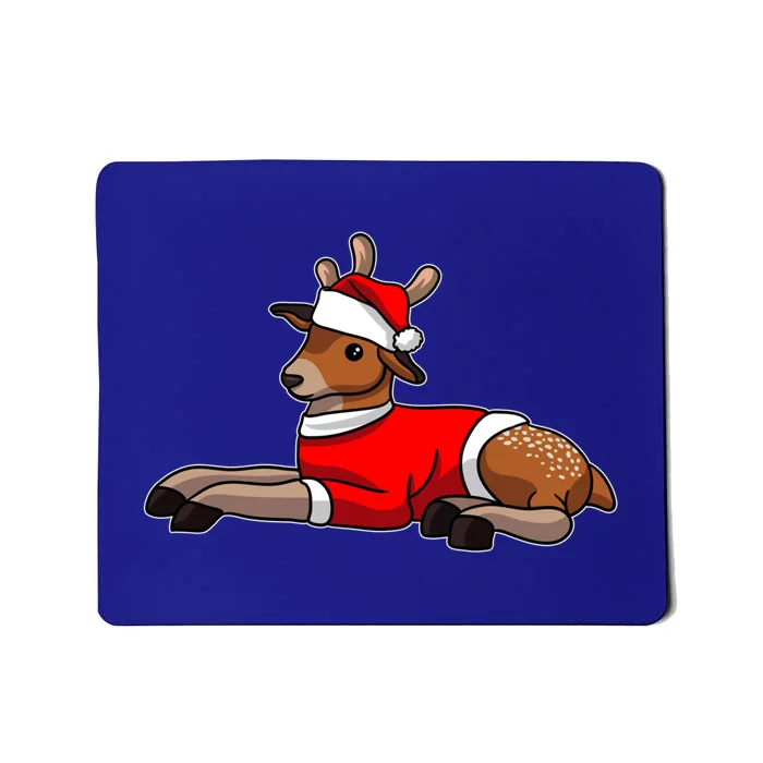 Deer Wearing Santa Hat And Sweater Christmas Gift Mousepad