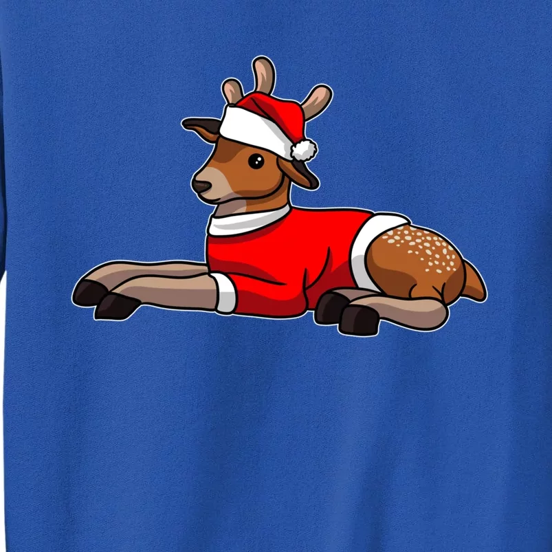 Deer Wearing Santa Hat And Sweater Christmas Gift Tall Sweatshirt