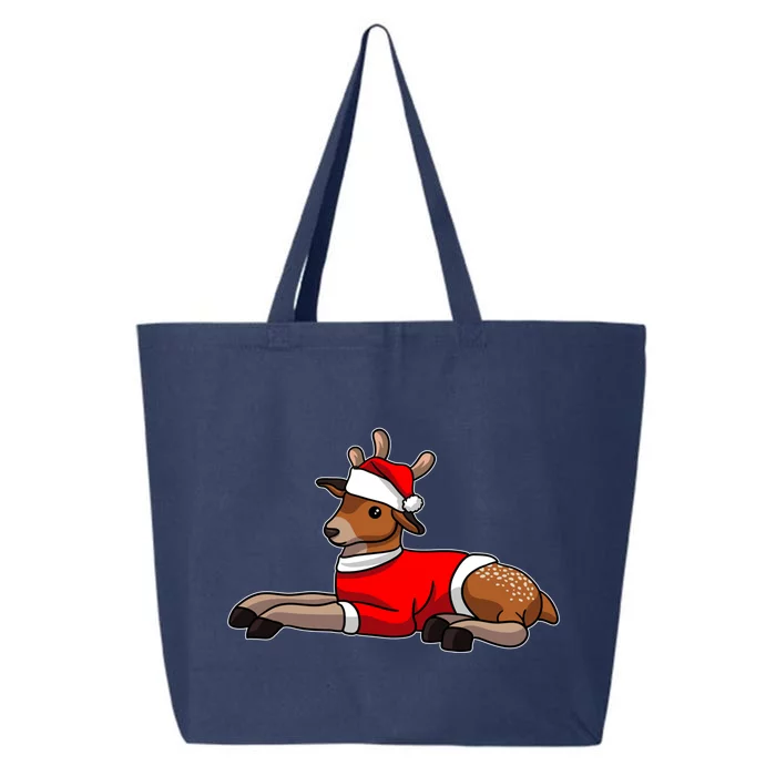 Deer Wearing Santa Hat And Sweater Christmas Gift 25L Jumbo Tote