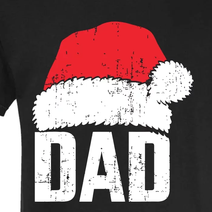 Dad With Santa Claus Hat Matching Family Christmas Pajama Garment-Dyed Heavyweight T-Shirt