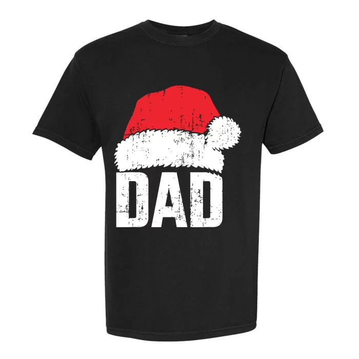 Dad With Santa Claus Hat Matching Family Christmas Pajama Garment-Dyed Heavyweight T-Shirt