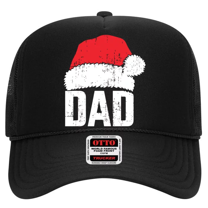 Dad With Santa Claus Hat Matching Family Christmas Pajama High Crown Mesh Trucker Hat