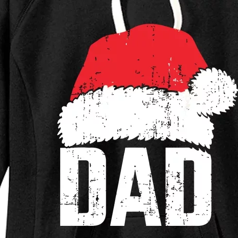 Dad With Santa Claus Hat Matching Family Christmas Pajama Women's Fleece Hoodie