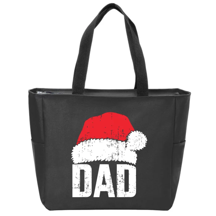 Dad With Santa Claus Hat Matching Family Christmas Pajama Zip Tote Bag