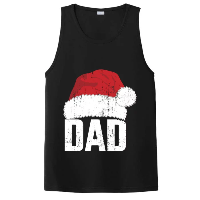 Dad With Santa Claus Hat Matching Family Christmas Pajama Gift Performance Tank